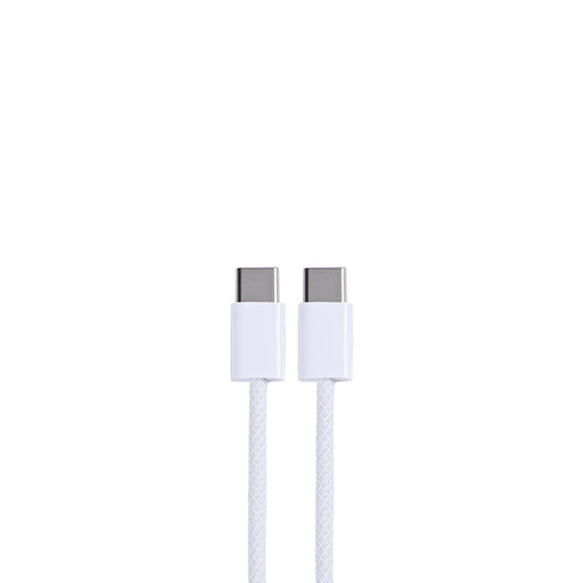 For Apple iPhone 15 Series, 16 Series, 17 Series USB-C To USB-C Woven Cable 100cm 60W White Bulk (Round Fold)