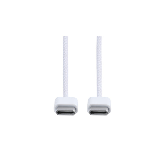 For Apple iPhone 15 Series, 16 Series, 17 Series USB-C To USB-C Woven Cable 100cm 60W White Bulk (Round Fold)