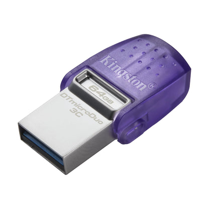 Kingston 64GB DataTraveler MicroDuo 3C 200MB/s Dual USB-A And USB-C Flash Drive Silver