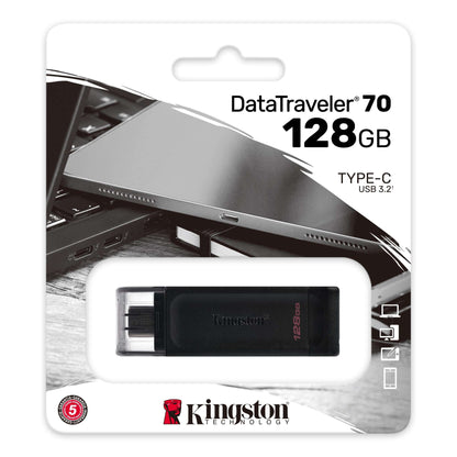 Kingston 128GB DataTraveler 70 USB-C 3.2 Gen 1 Flash Drive Black