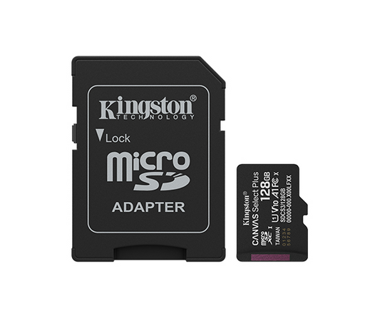 Kingston 128GB Canvas Select Plus MicroSD Memory Card 100R A1 C10 Card With Adapter Black