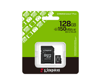 Kingston 128GB Canvas Select Plus MicroSD Memory Card 100R A1 C10 Card With Adapter Black