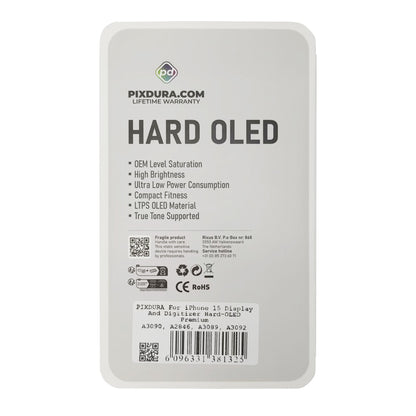 PIXDURA For Apple iPhone 15 Display And Digitizer Hard-OLED Premium (IC Removable) (90Hz)