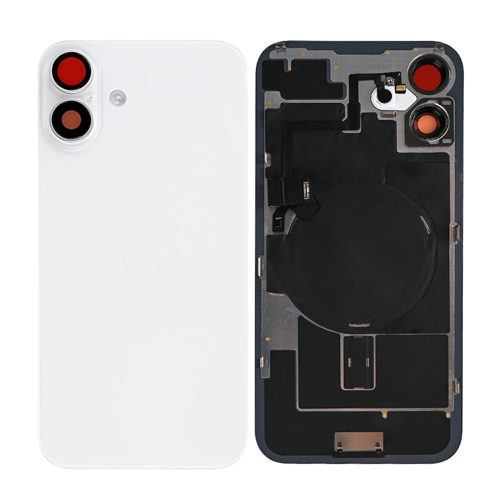 For Apple iPhone 16 Back Glass With NFC, Enlarged Camera Frame White Compatible
