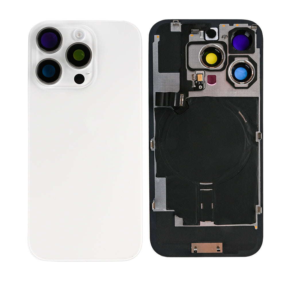 For Apple iPhone 16 Pro Max Back Glass With NFC, Enlarged Camera Frame White Titanium Compatible