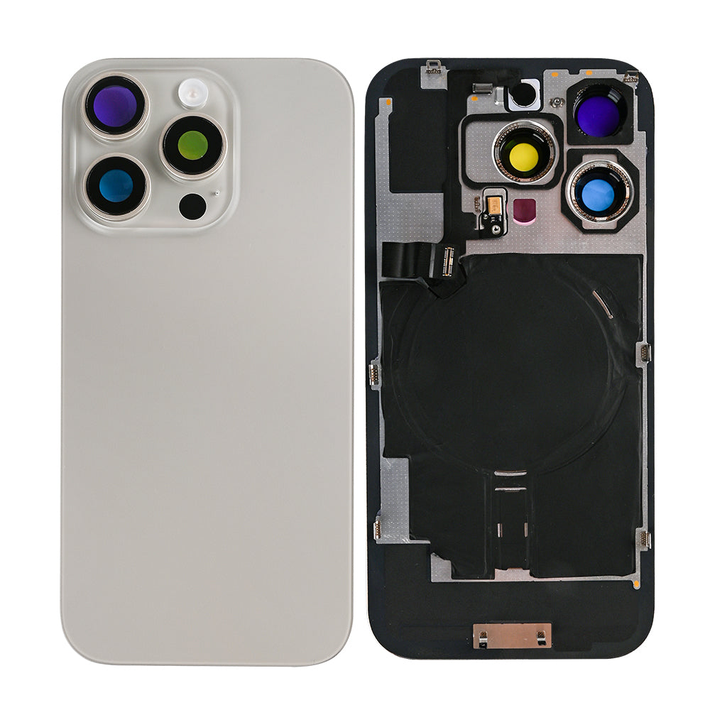 For Apple iPhone 16 Pro Max Back Glass With NFC, Enlarged Camera Frame Natural Titanium Compatible