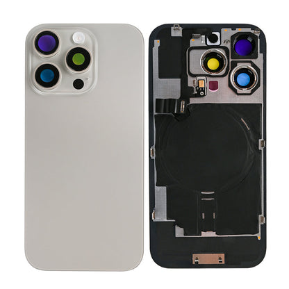 For Apple iPhone 16 Pro Max Back Glass With NFC, Enlarged Camera Frame Natural Titanium Compatible