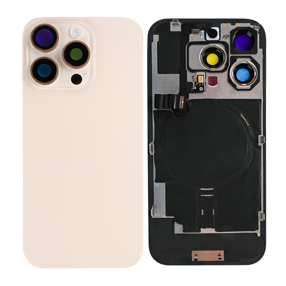 For Apple iPhone 16 Pro Max Back Glass With NFC, Enlarged Camera Frame Desert Titanium Compatible