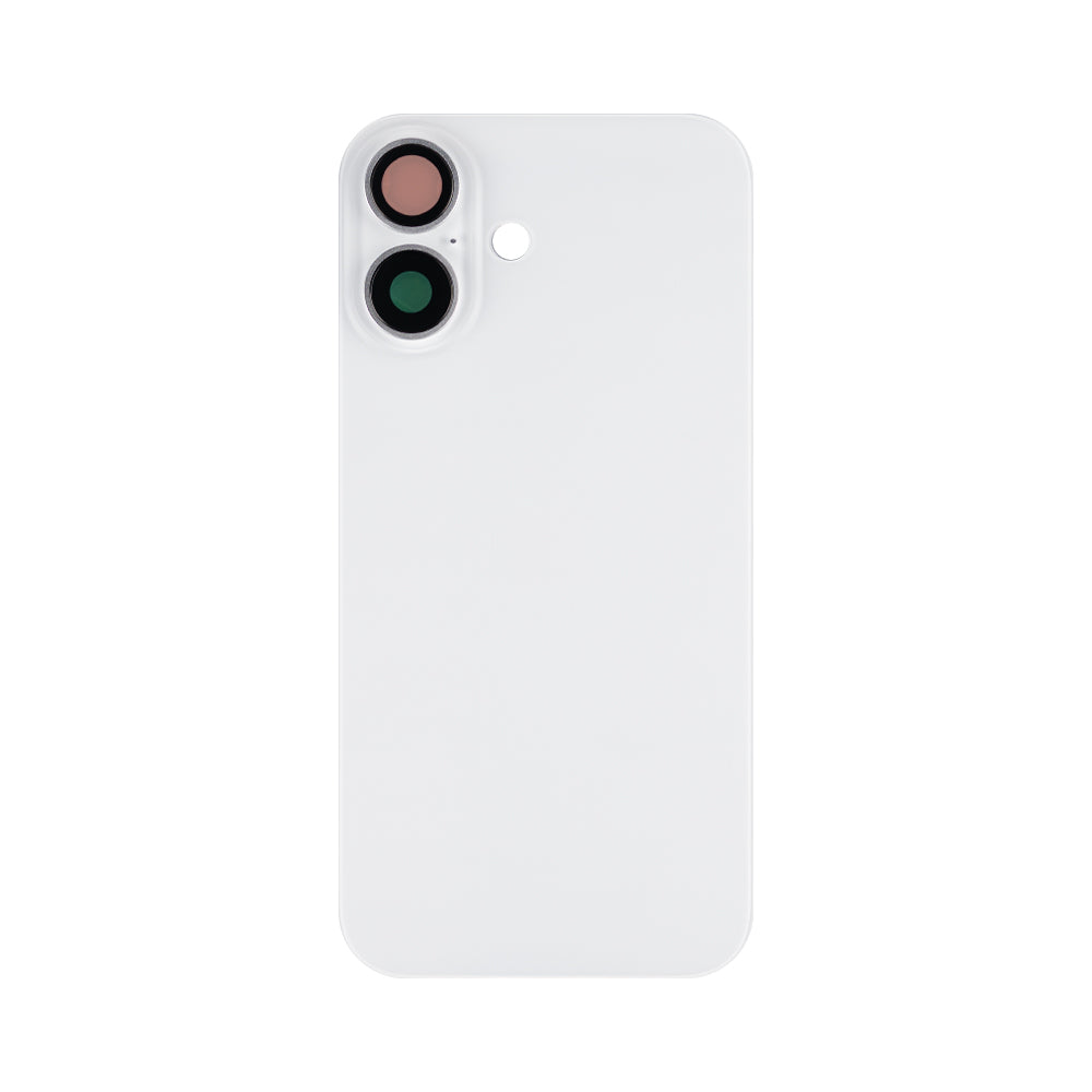 For Apple iPhone 16 Back Glass Without NFC, Enlarged Camera Frame White Compatible