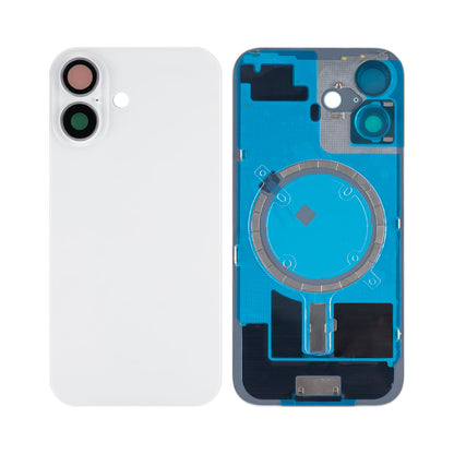 For Apple iPhone 16 Back Glass Without NFC, Enlarged Camera Frame White Compatible