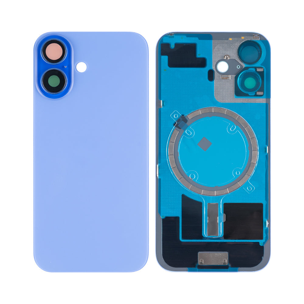 For Apple iPhone 16 Back Glass Without NFC, Enlarged Camera Frame Ultramarine Compatible