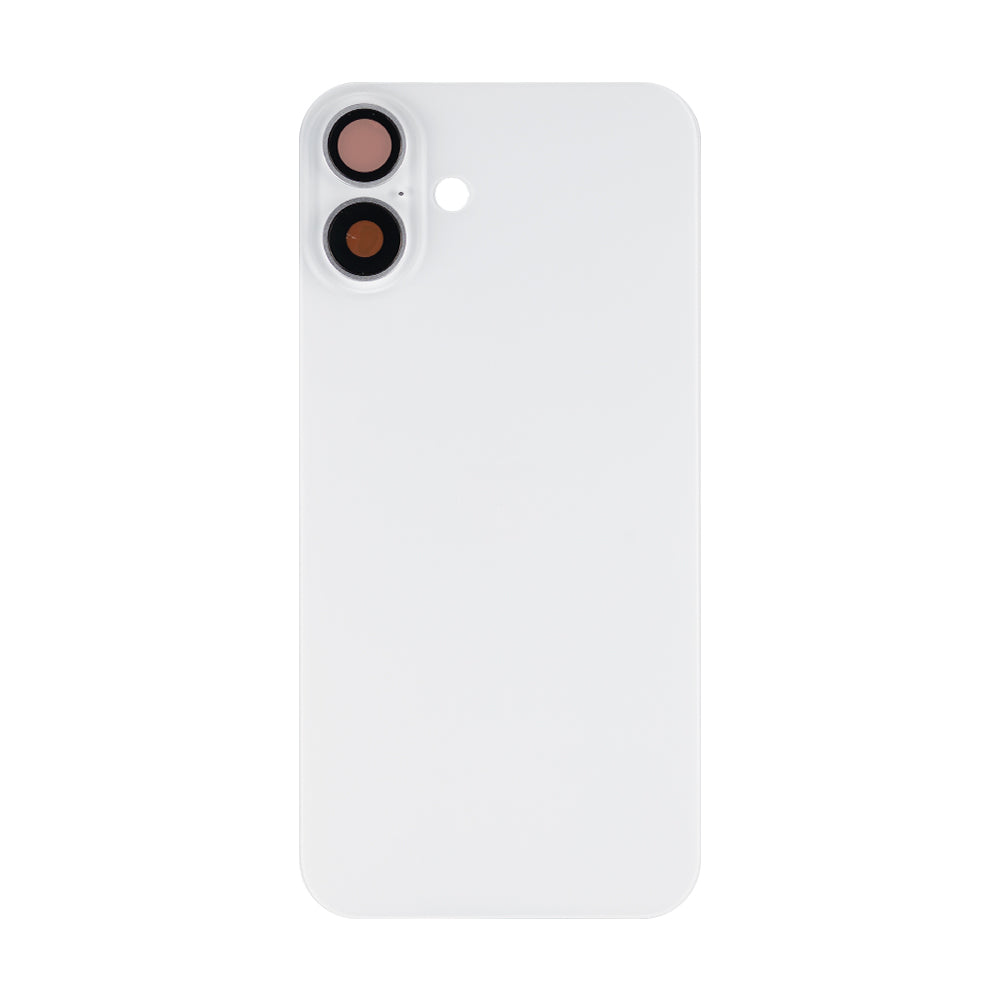 For Apple iPhone 16 Plus Back Glass Without NFC, Enlarged Camera Frame White Compatible