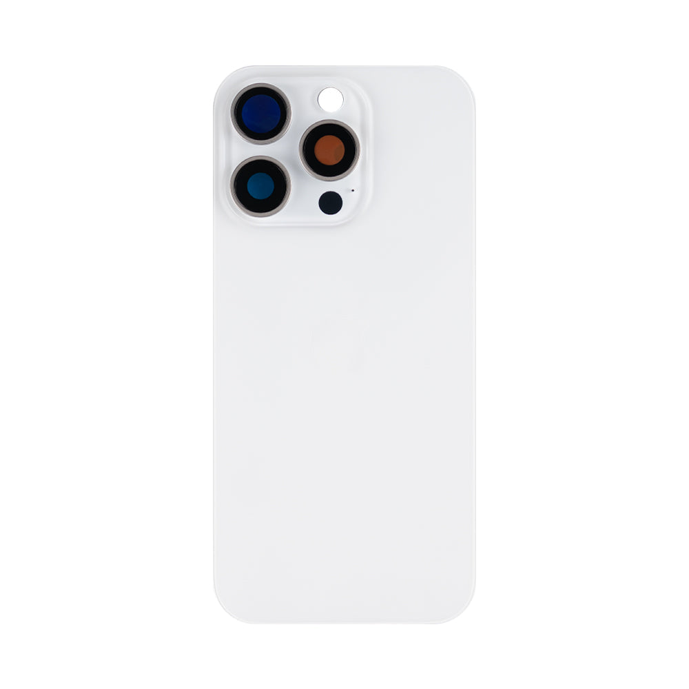 For Apple iPhone 16 Pro Back Glass Without NFC, Enlarged Camera Frame White Titanium Compatible