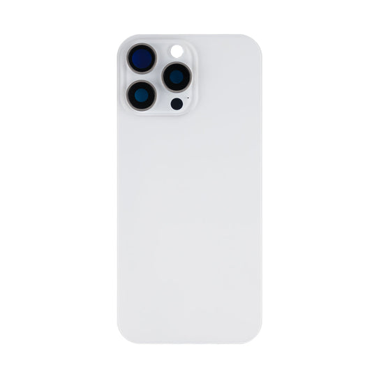 For Apple iPhone 16 Pro Max Back Glass Without NFC, Enlarged Camera Frame White Titanium Compatible