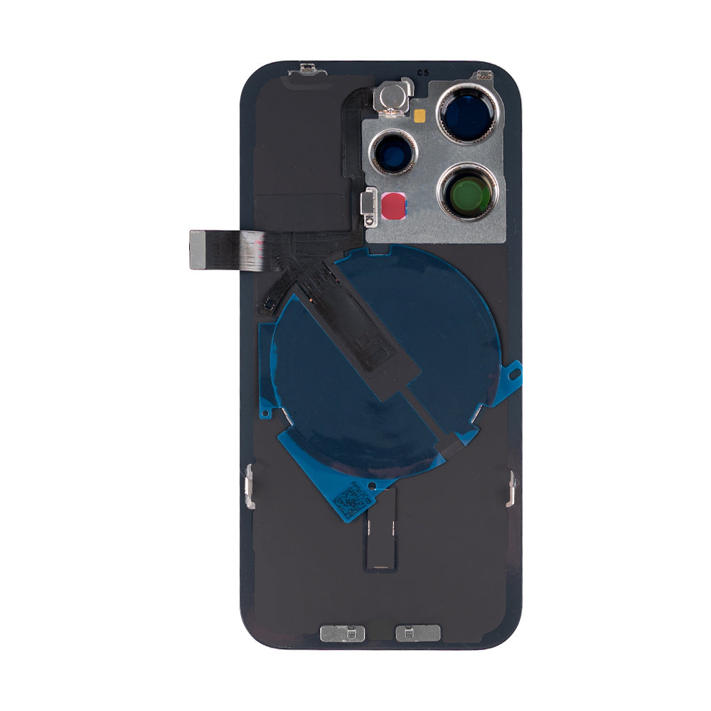 For Apple iPhone 15 Pro Back Glass With NFC, Enlarged Camera Frame Black Titanium Compatible
