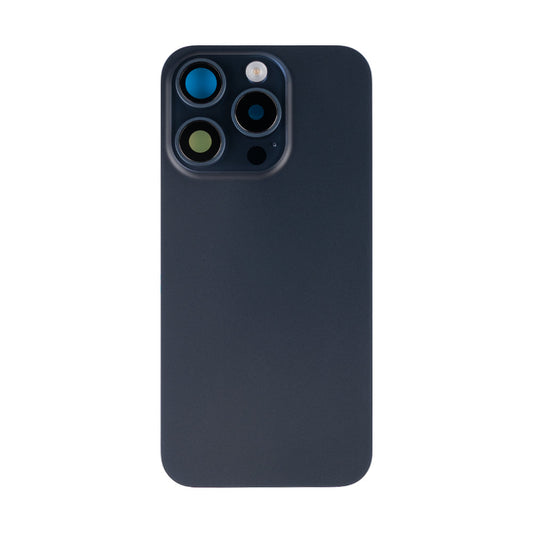 For Apple iPhone 15 Pro Back Glass With NFC, Enlarged Camera Frame Blue Titanium Compatible