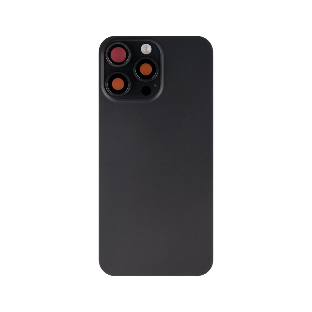 For Apple iPhone 15 Pro Max Back Glass With NFC, Enlarged Camera Frame Black Titanium Compatible