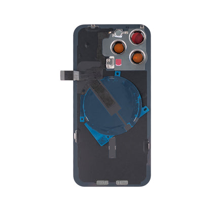 For Apple iPhone 15 Pro Max Back Glass With NFC, Enlarged Camera Frame Black Titanium Compatible