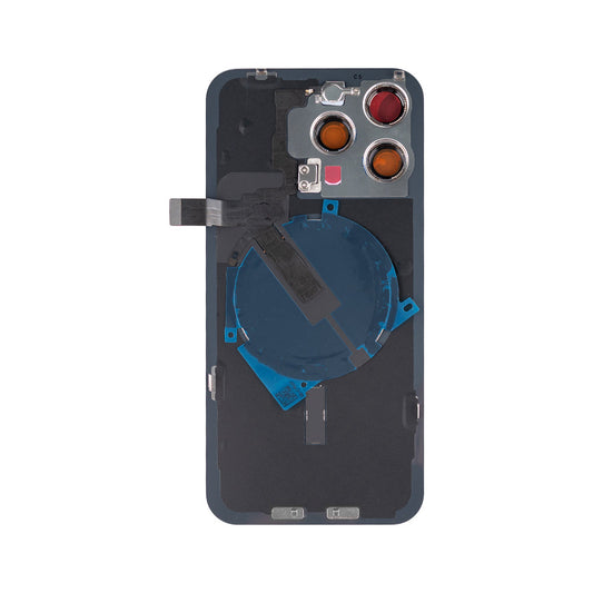 For Apple iPhone 15 Pro Max Back Glass With NFC, Enlarged Camera Frame Black Titanium Compatible