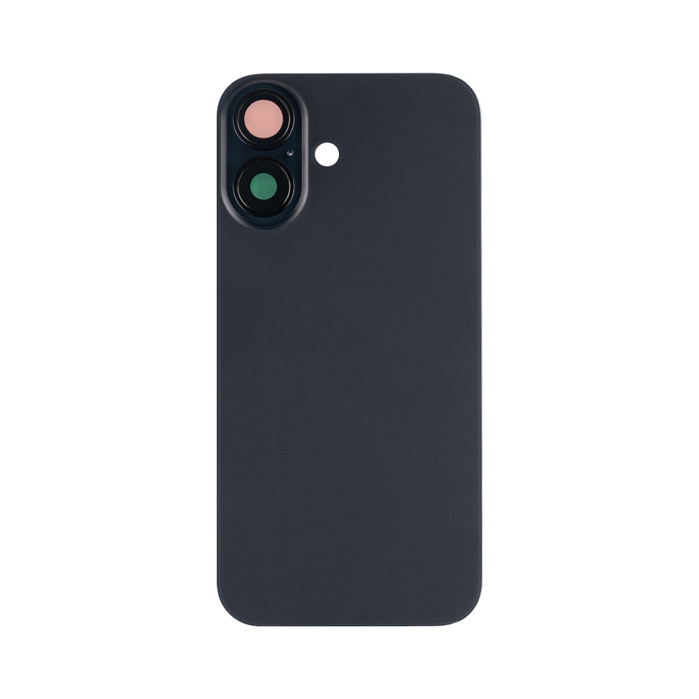 For Apple iPhone 16 Back Glass Without NFC, Enlarged Camera Frame Black Compatible