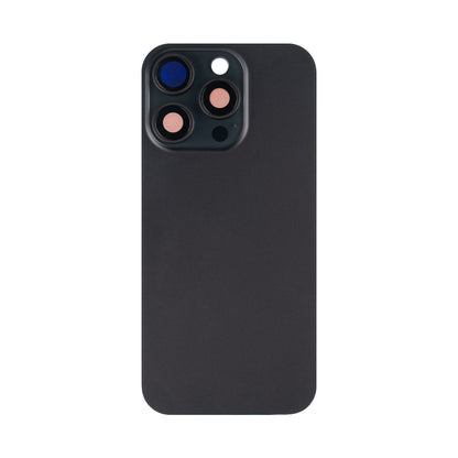 For Apple iPhone 16 Pro Back Glass Without NFC, Enlarged Camera Frame Black Titanium Compatible