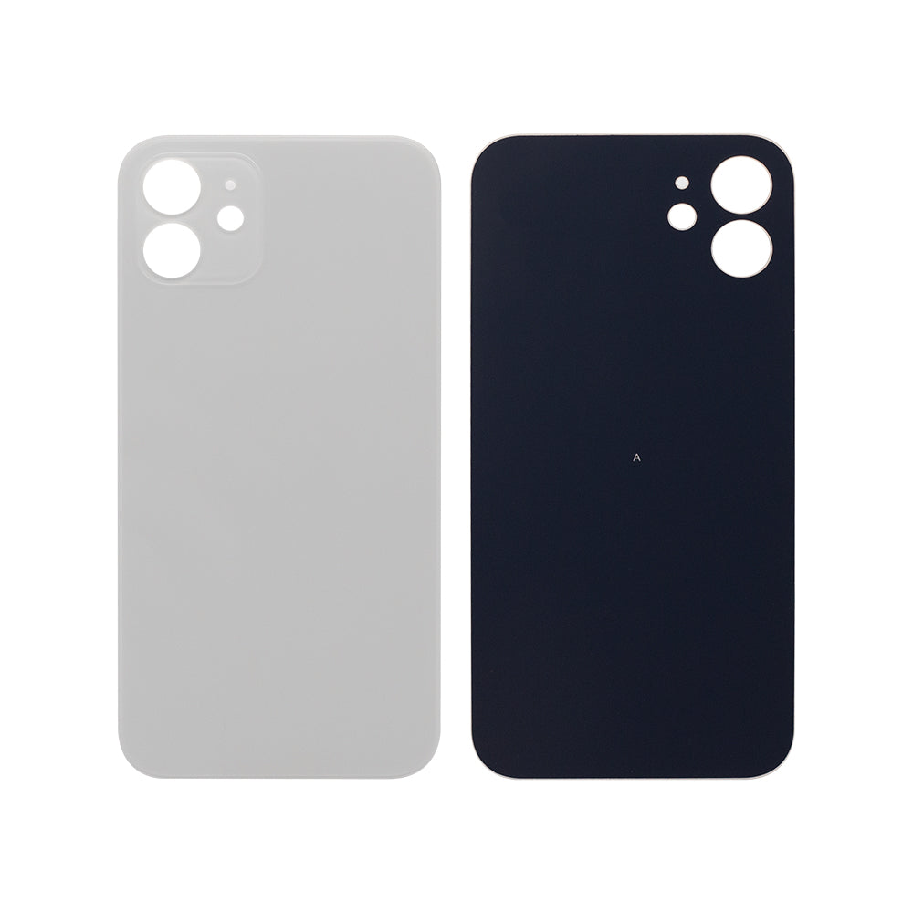 For Apple iPhone 12 Back Glass, Enlarged Camera Frame White Compatible