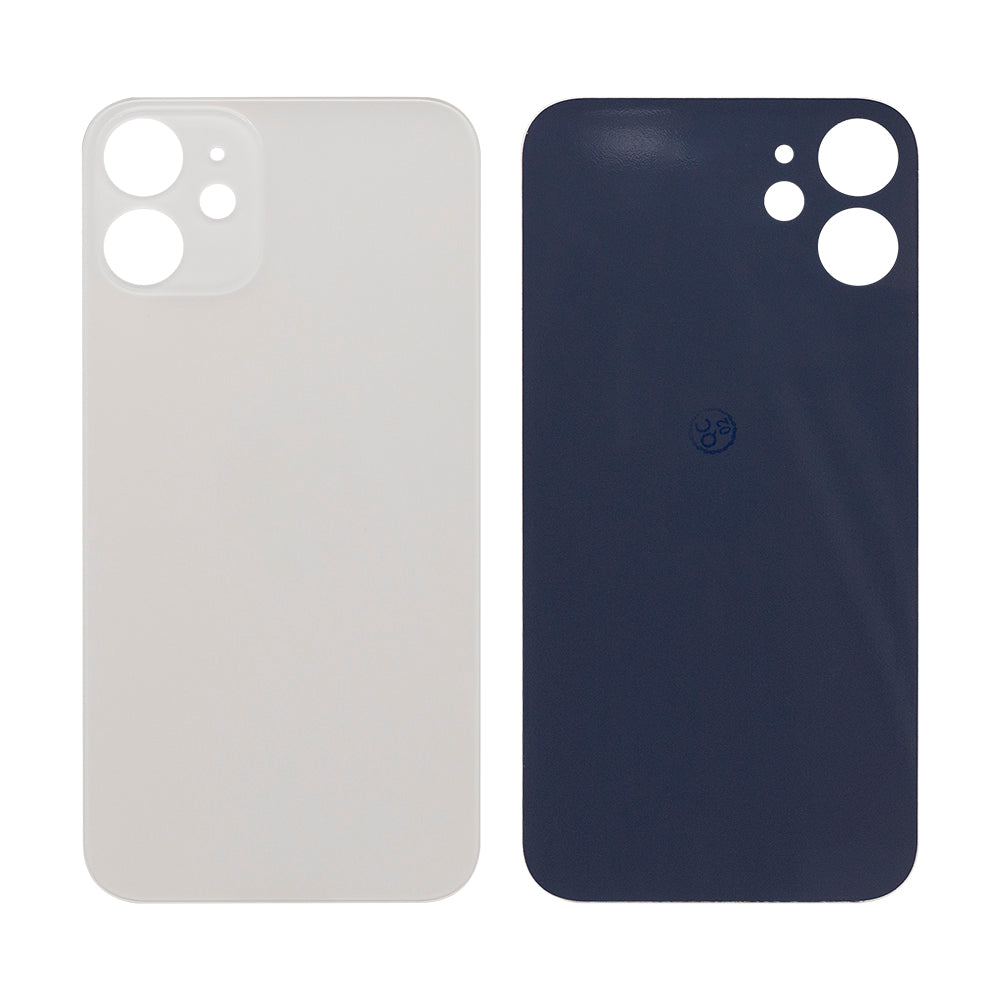 For Apple iPhone 12 Mini Back Glass, Enlarged Camera Frame White Compatible