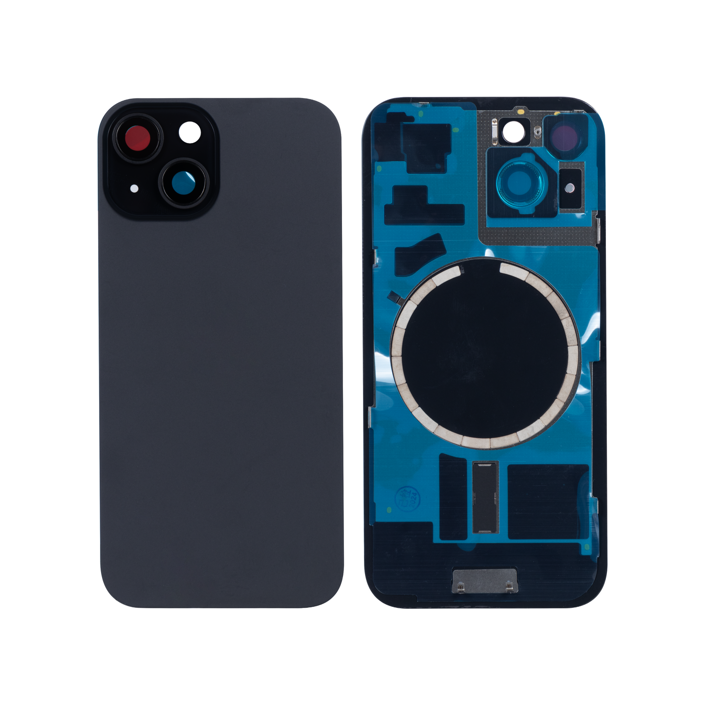 For Apple iPhone 15 Back Glass Without NFC, Enlarged Camera Frame Black Compatible