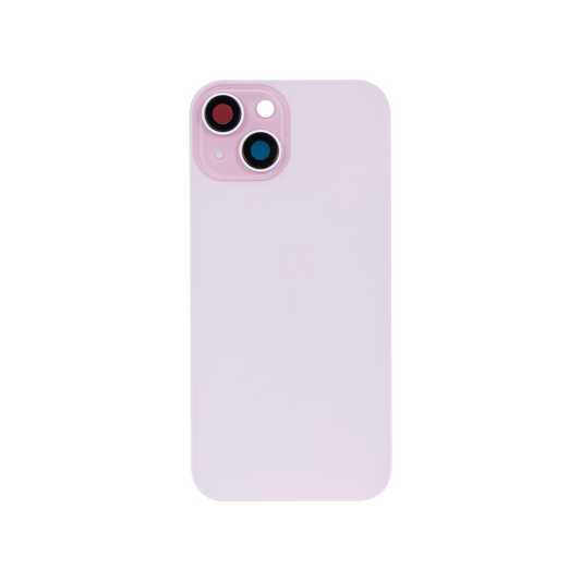 For Apple iPhone 15 Back Glass Without NFC, Enlarged Camera Frame Pink Compatible
