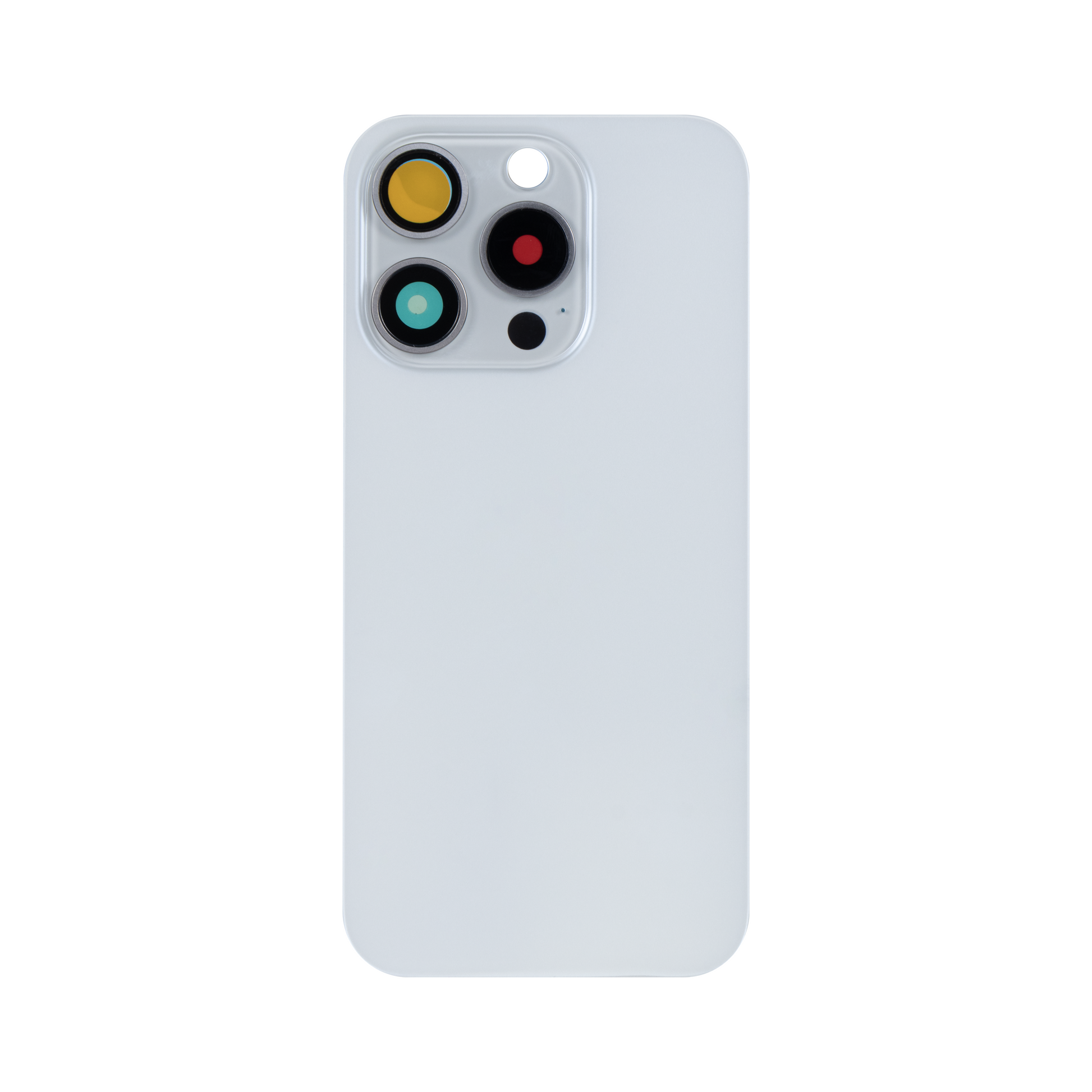 For Apple iPhone 15 Pro Back Glass Without NFC, Enlarged Camera Frame White Titanium Compatible