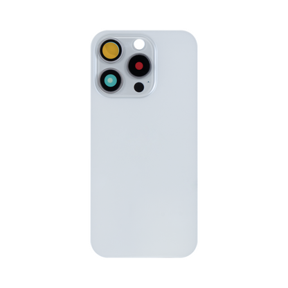 For Apple iPhone 15 Pro Back Glass Without NFC, Enlarged Camera Frame White Titanium Compatible
