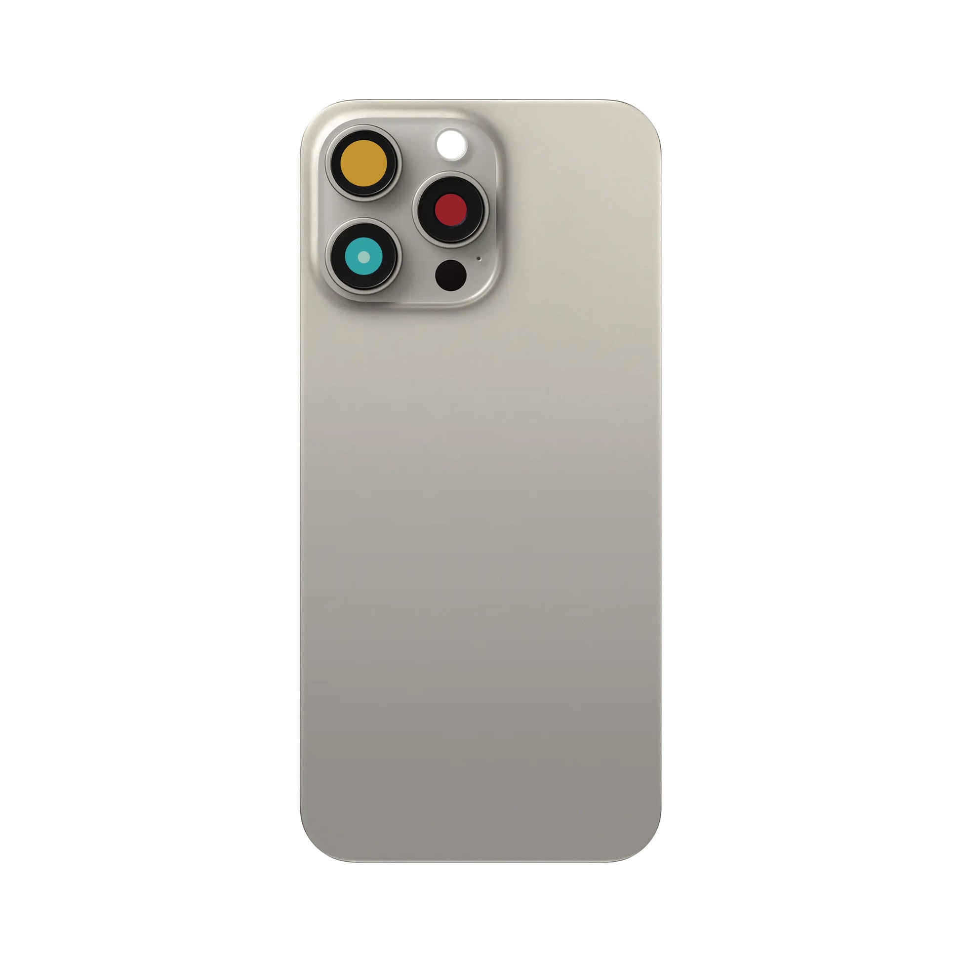 For Apple iPhone 15 Pro Back Glass Without NFC, Enlarged Camera Frame Natural Titanium Compatible