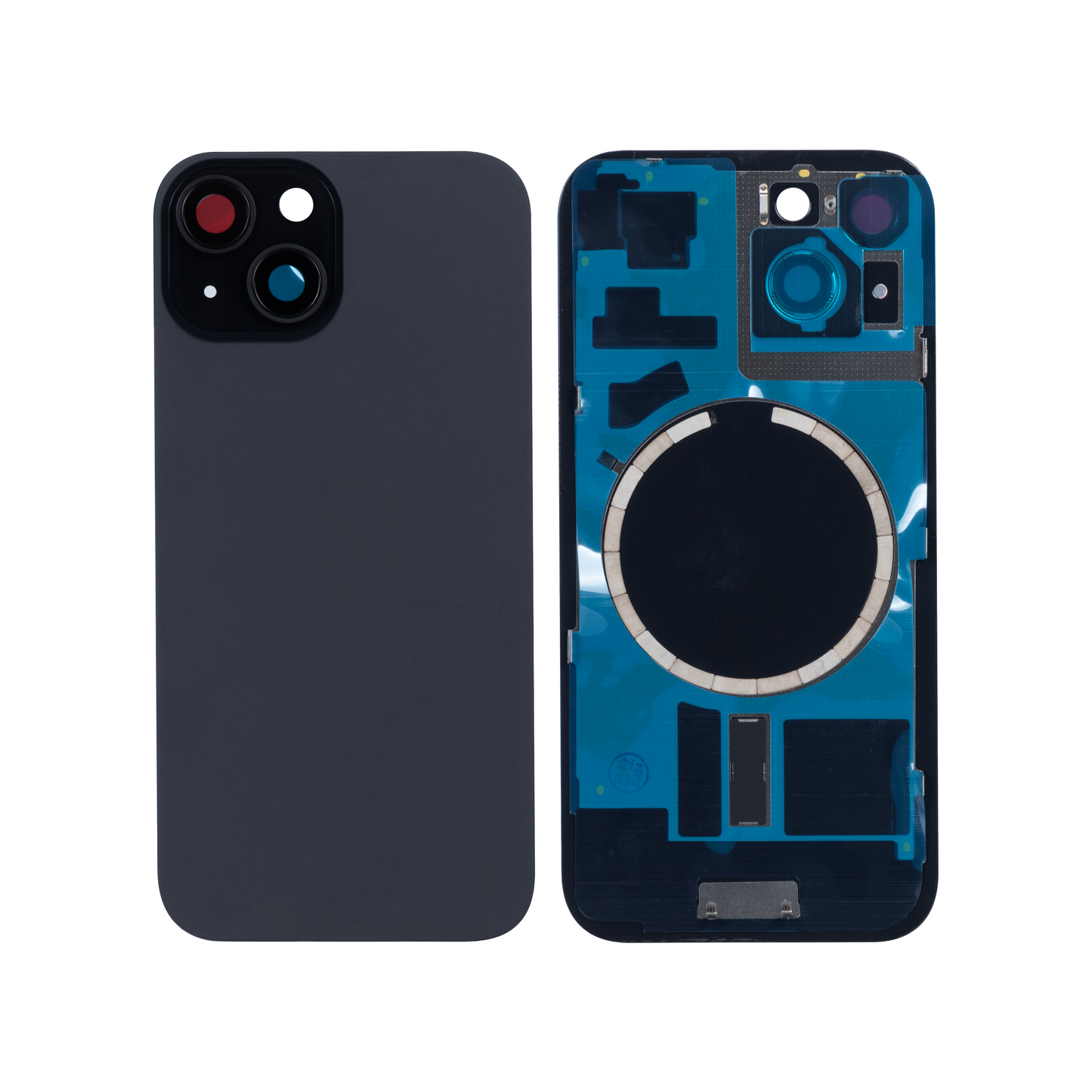 For Apple iPhone 15 Plus Back Glass Without NFC, Enlarged Camera Frame Black Compatible