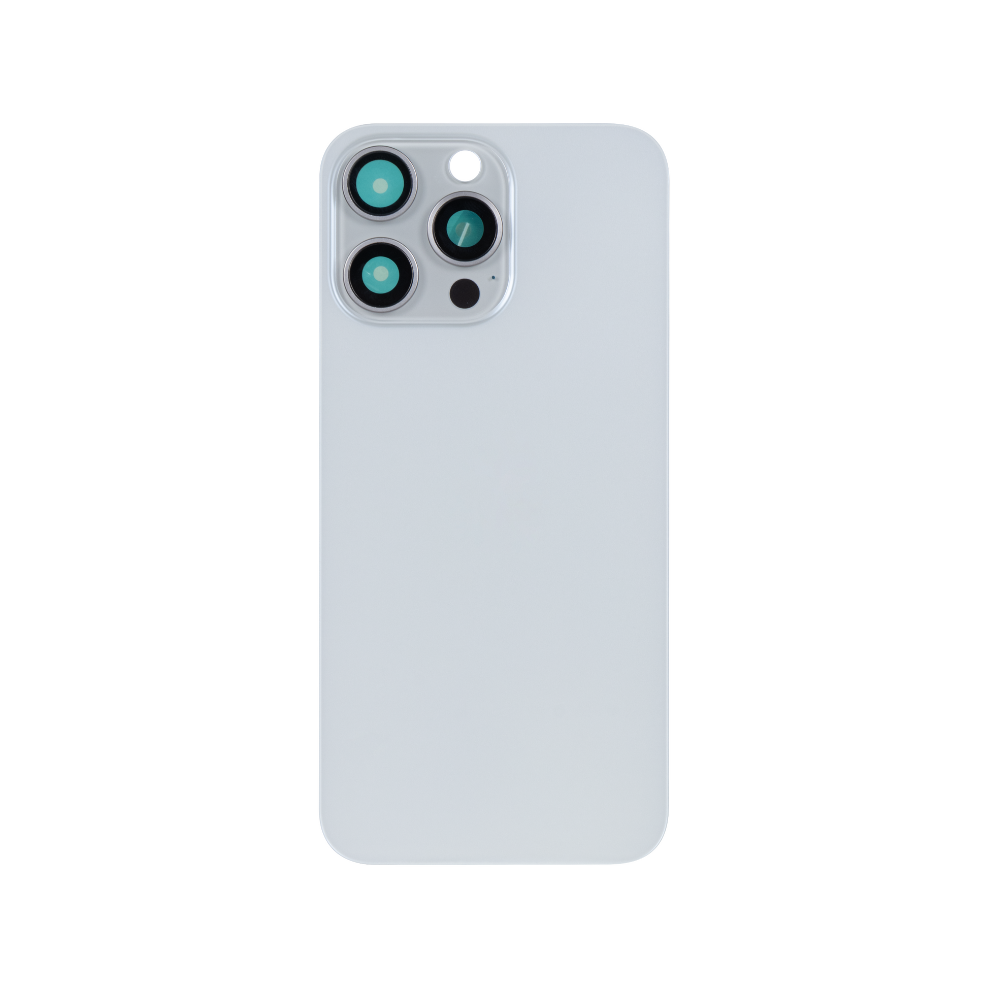 For Apple iPhone 15 Pro Max Back Glass Without NFC, Enlarged Camera Frame White Titanium Compatible