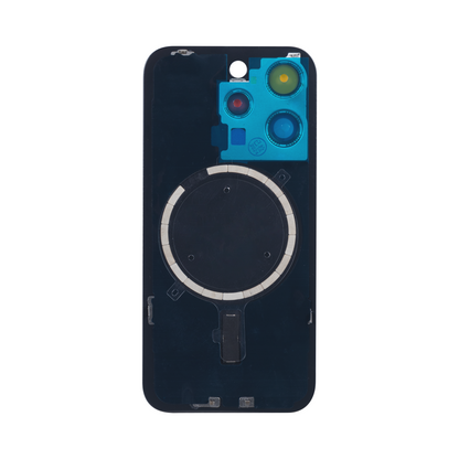For Apple iPhone 15 Pro Max Back Glass Without NFC, Enlarged Camera Frame Blue Titanium Compatible