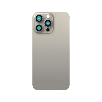 For Apple iPhone 15 Pro Max Back Glass Without NFC, Enlarged Camera Frame Natural Titanium Compatible
