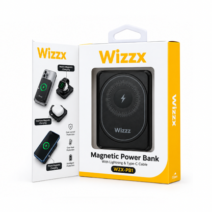Wizzx Powerbank Magnetic Wireless incl. Cable 10.000 mAh WZX-PB1 - Zwart